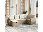 Salon de jardin avec coussins 6 pcs beige résine tressée