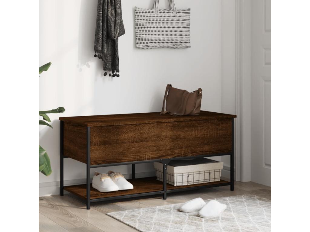 Banc de rangement chêne marron 100x42.5x47 cm bois d'ingénierie