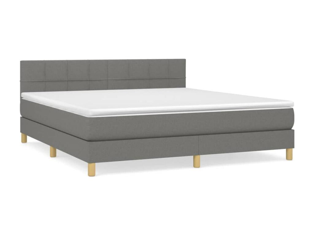 Lit à sommier tapissier avec matelas Gris foncé 180x200cm Tissu