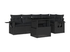 Salon de jardin 6 pièces avec coussins noir résine tressée 20482LDYO