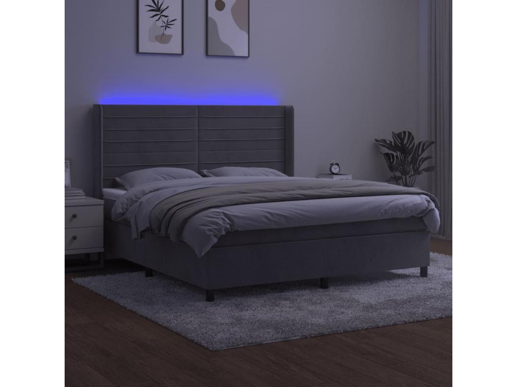 Sommier à Homelumiere de lit matelas et LED Gris clair 160x200 cm