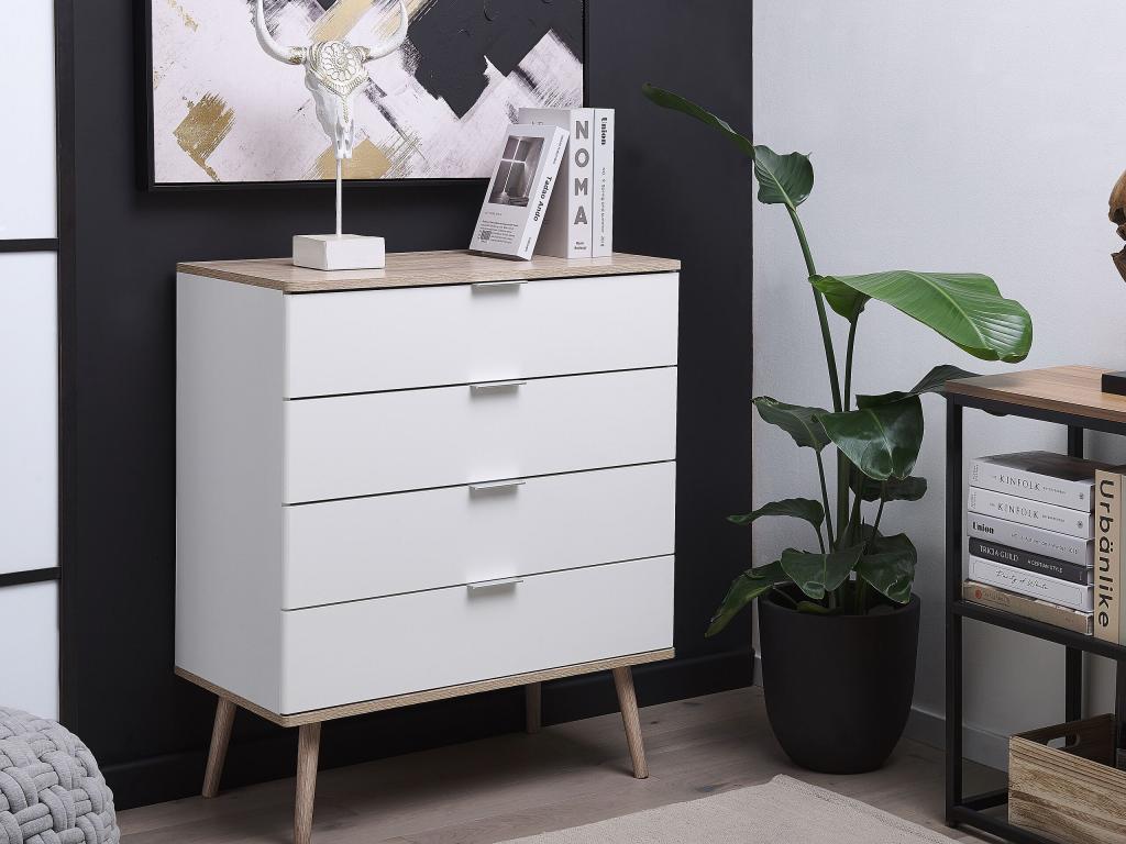 Commode à 4 tiroirs Homelumiere 93 cm Blanc
