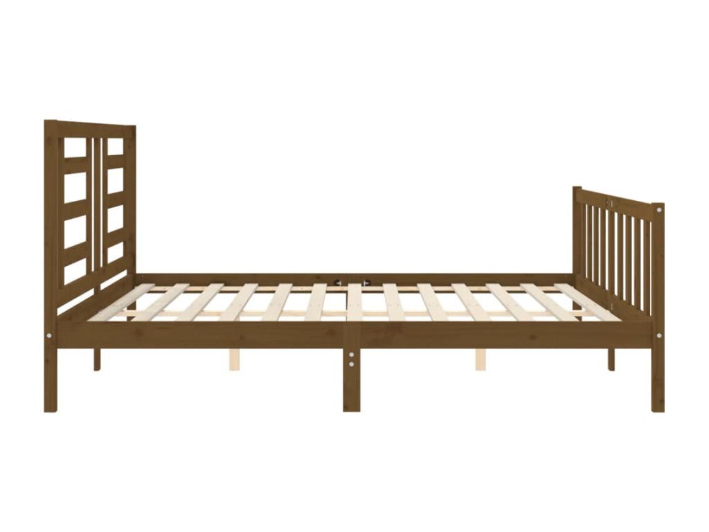 Cadre de lit avec tête de lit marron miel 200x200cm bois massif