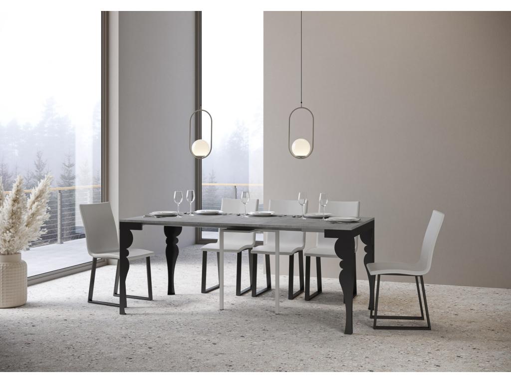 Console extensible 90x40/196 cm Homelumiere Gris Béton cadre Anthracite