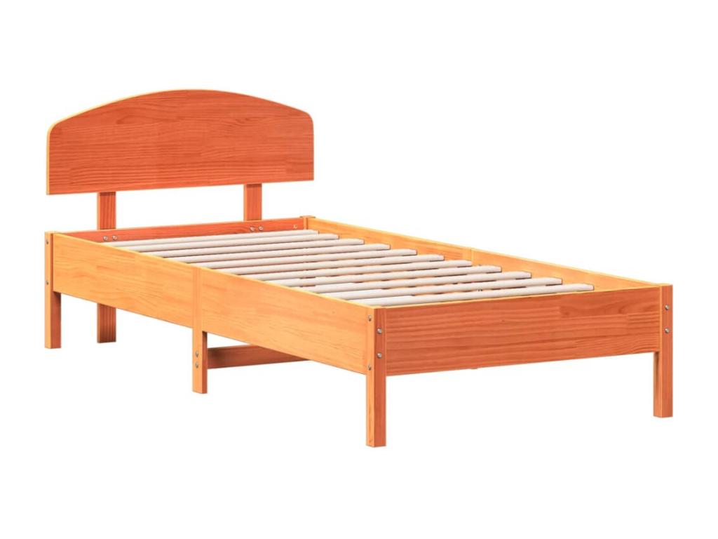 Cadre de lit et tête de lit cire marron 100x200 cm bois de pin