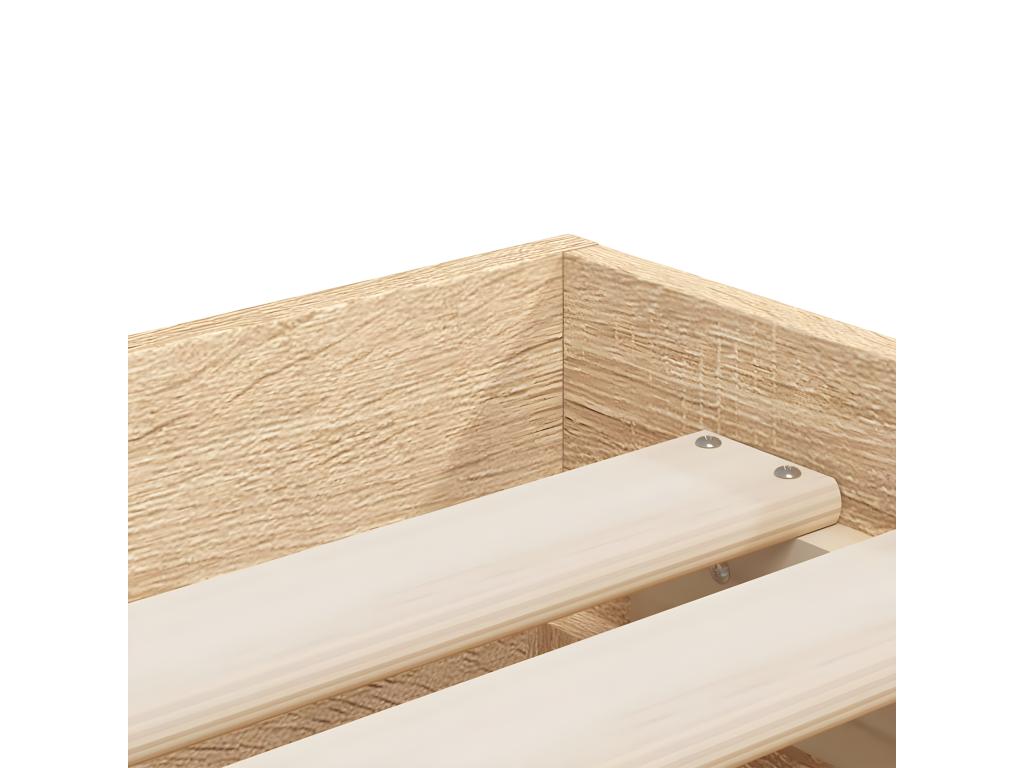 Cadre de lit avec tiroirs sans matelas chêne Homelumiere 90x200 cm