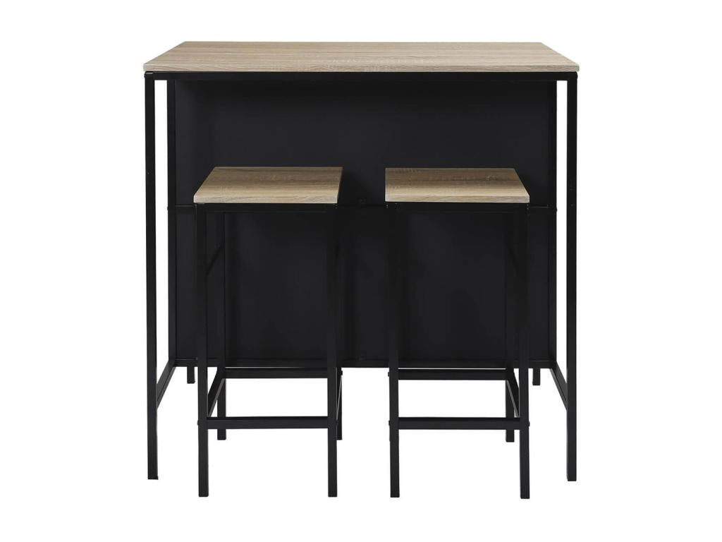 Homelumiere - Table Ilot avec Tabourets en MDF et Pieds Métal Noir