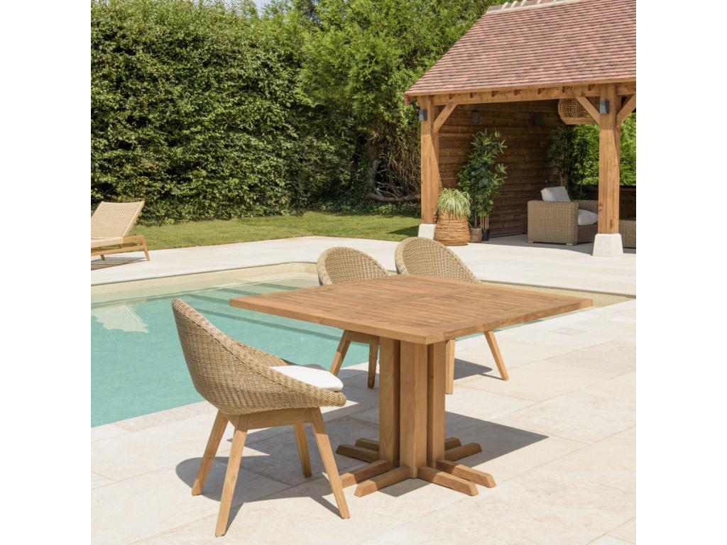 Delimoa - Table à manger jardin carrée 110x110cm teck recyclé 53643OBHN