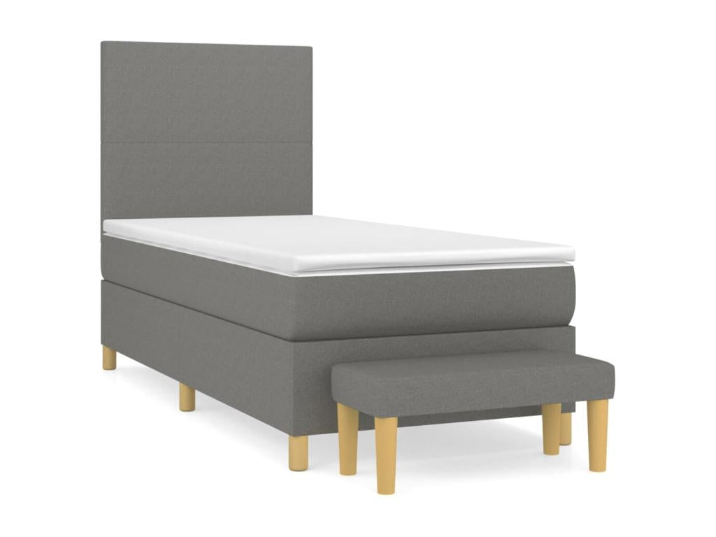 Lit à sommier tapissier avec matelas Gris foncé 90x200 cm Tissu