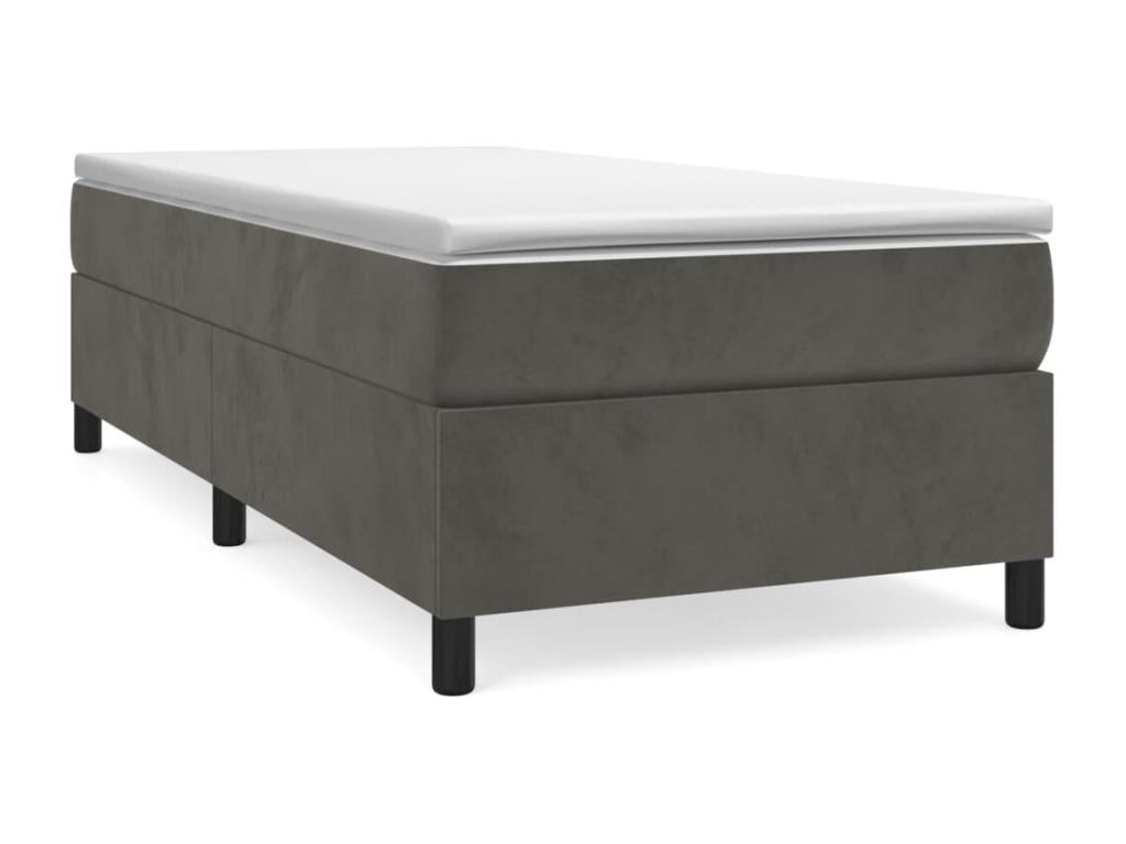 Lit à sommier tapissier et matelas Gris foncé 80x200 cm Velours