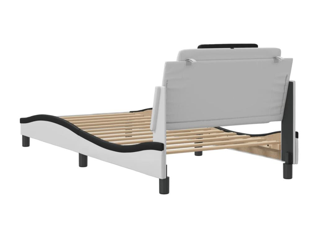 Cadre de lit avec Homelumiereères LED blanc noir 100x200 similicuir