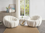 Fauteuil coquillage pivotant en tissu bouclette blanc Homelumiere