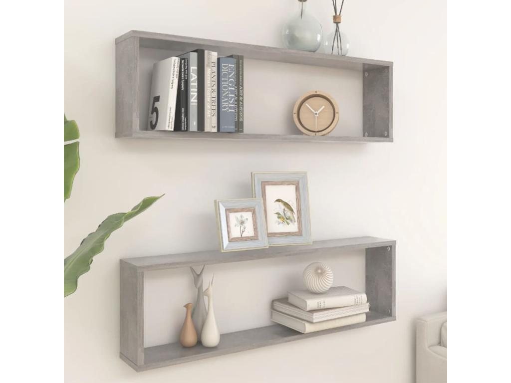 Etagères Homelumiere murales 2 pcs gris béton bois d'ingénierie
