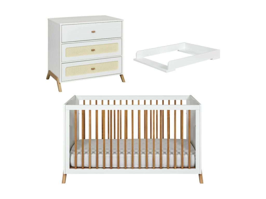 Chambre complète bébé 70x140 cm panneaux de fibres blanc Homelumiere