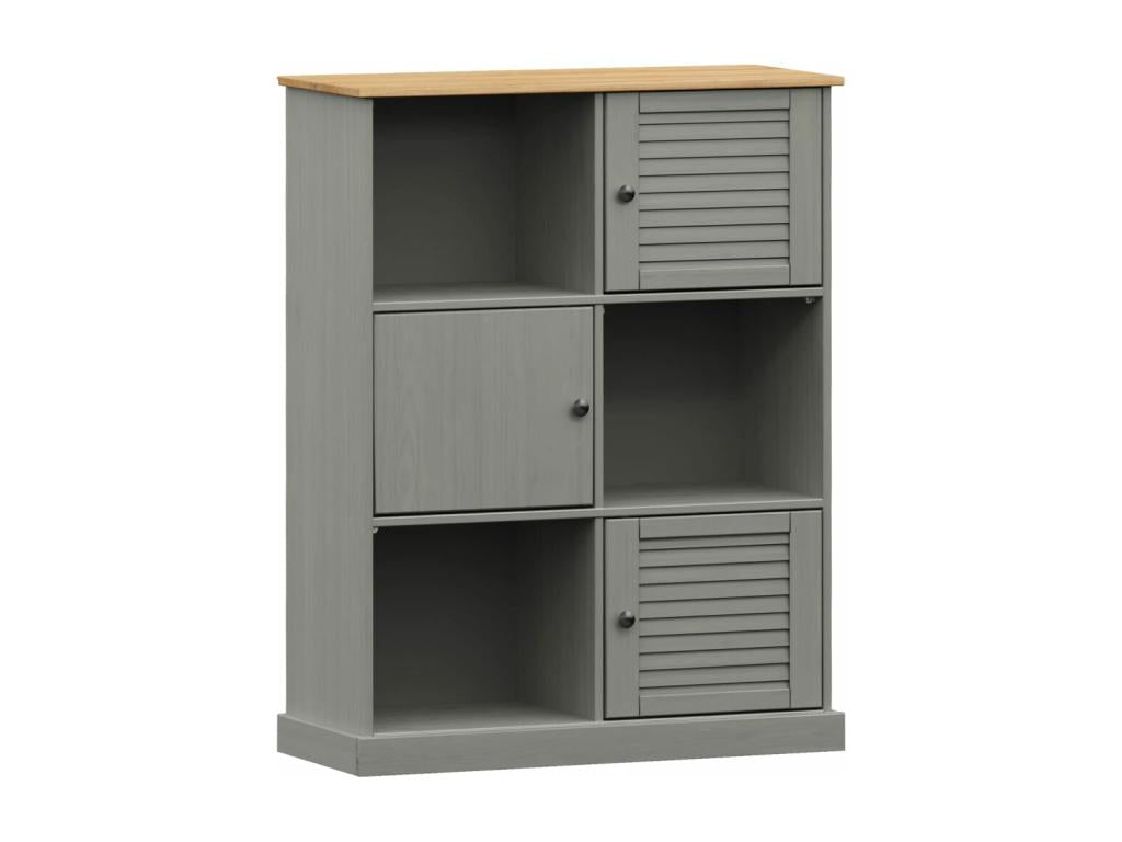 Bibliothèque Homelumiere gris 90x35x114.5 cm bois massif de pin