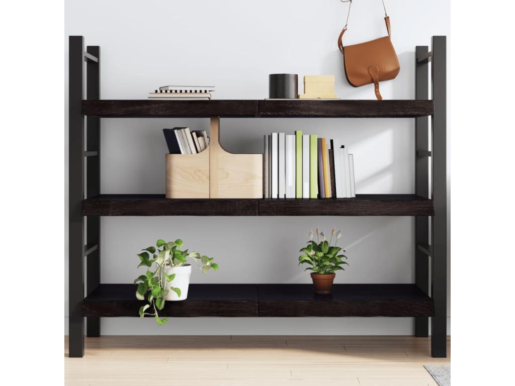 Etagère murale marron foncé bois chêne massif traité