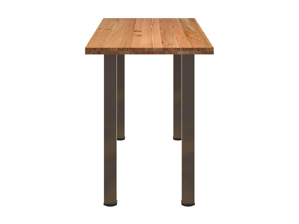 Table à manger marron clair bois de chêne massif rectangulaire