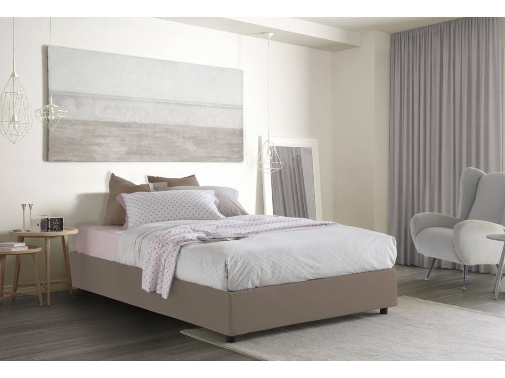 Lit double Homelumiere Lit coffre avec revêtement en tissu Made in Italy Ouverture frontale adaptée pour matelas 160x200 cm Homelumiere