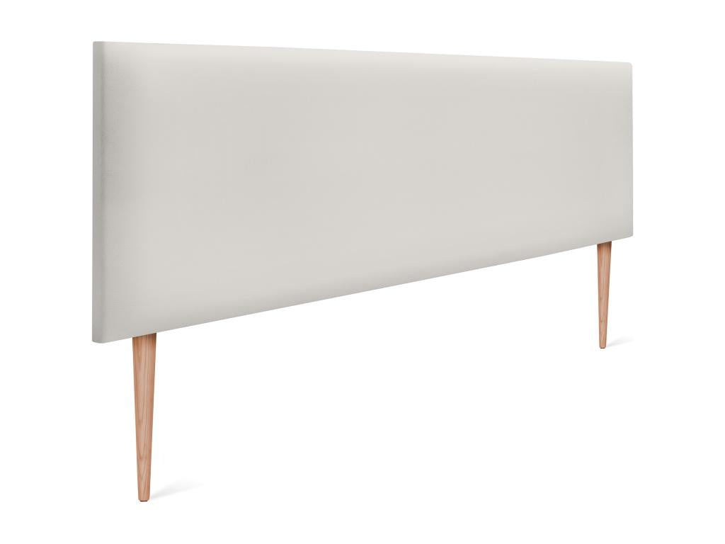 Homelumière Tête de lit simili cuir lisse 160x105cm avec pieds Lits 150/160 - Blanc Osseux