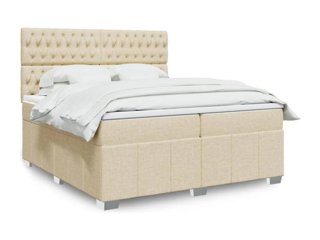 Sommier à Delimoa de lit avec matelas Crème 200x200 cm Tissu 27900ATDR