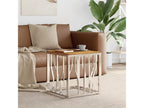Table basse en acier inoxydable argenté et bois massif d'Homelumiere