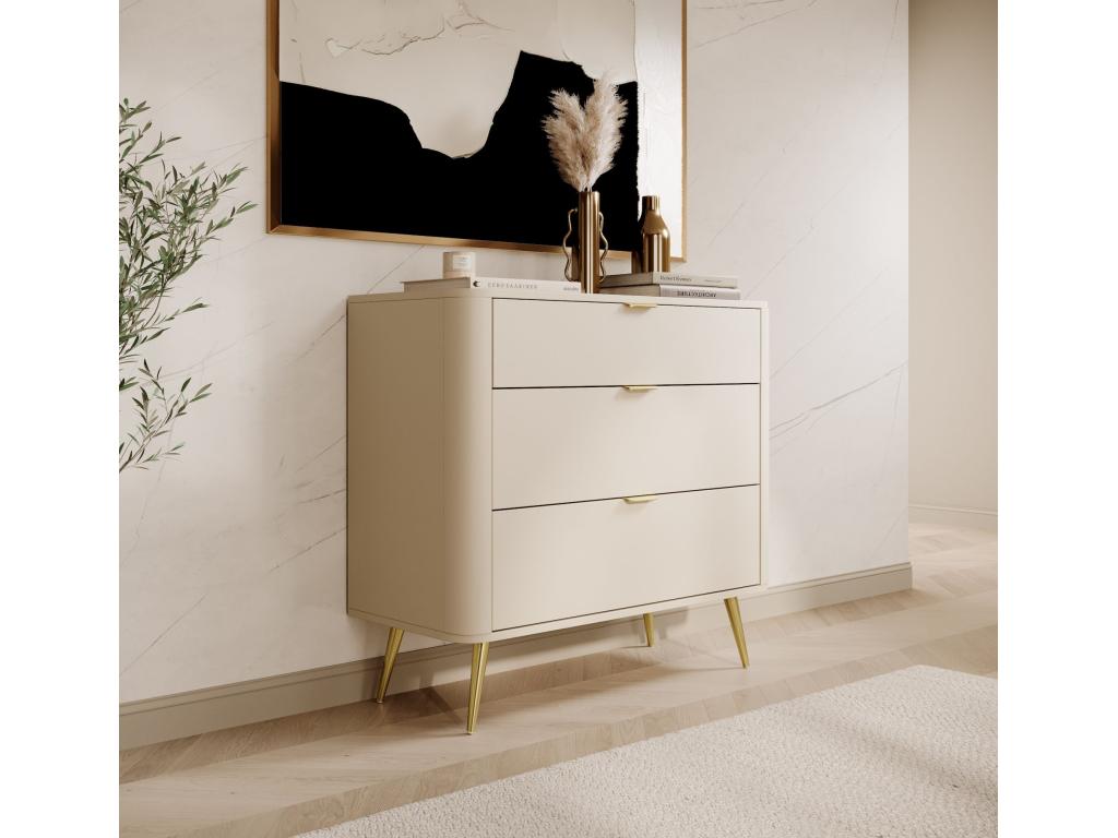 Commode - 90 cm - 3 tiroirs - beige - OVAL