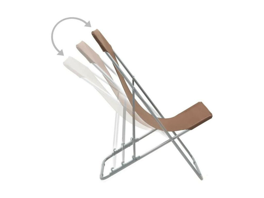 Chaise de jardin pliante tissu marron et métal Homelumiere - Lot de 2