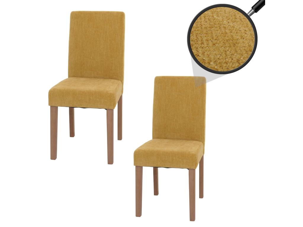 Lot de 2 chaises de salle à manger dossier haut en tissu chenille jaune pieds en bois clairs 04 0007324