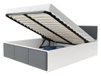 Lit Homelumiere T 160x200 coffre - Sommier inclus Blanc - Gris foncé