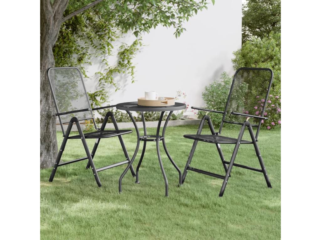 Chaises pliables de jardin lot de 2 Homelumiere métallique Anthracite