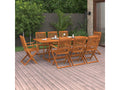 Mobilier à dîner de jardin 9 pcs Bois d'Homelumiere massif 5