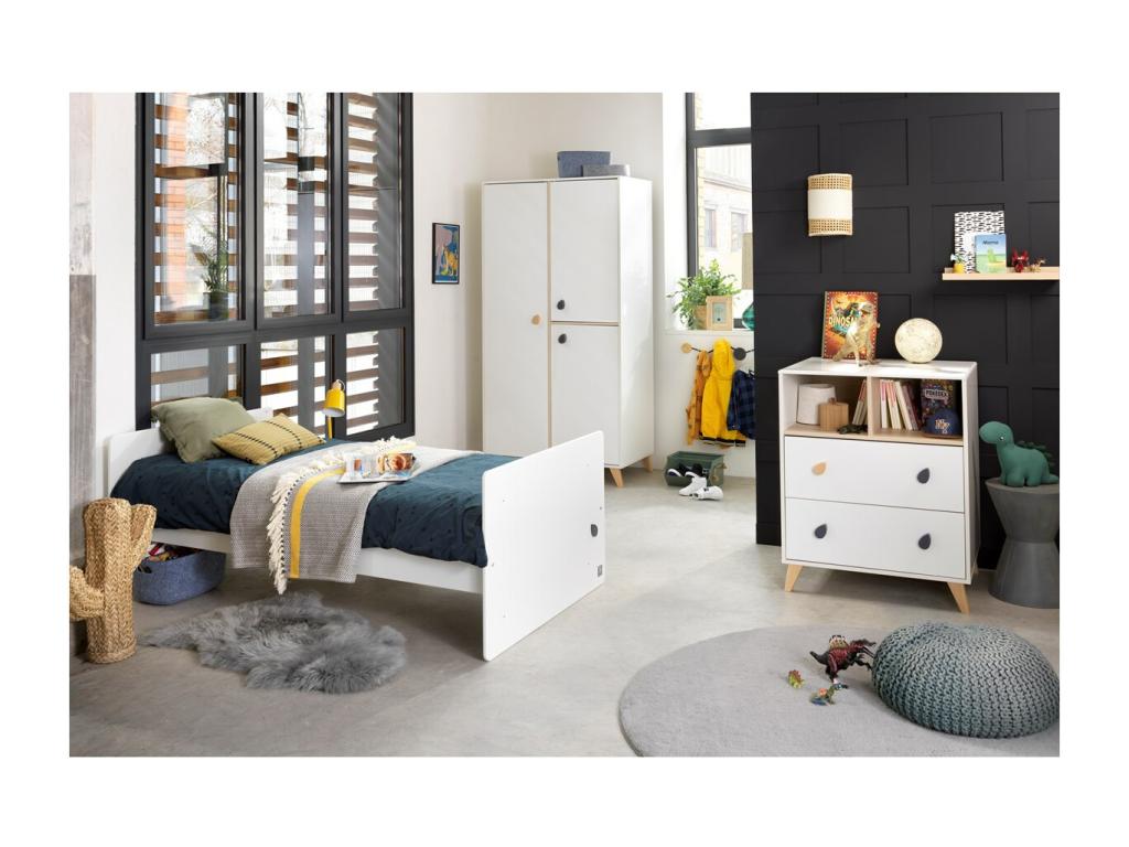 Lit combiné 120x60 évolutif 190x90 boutons goutte 55579DCCP