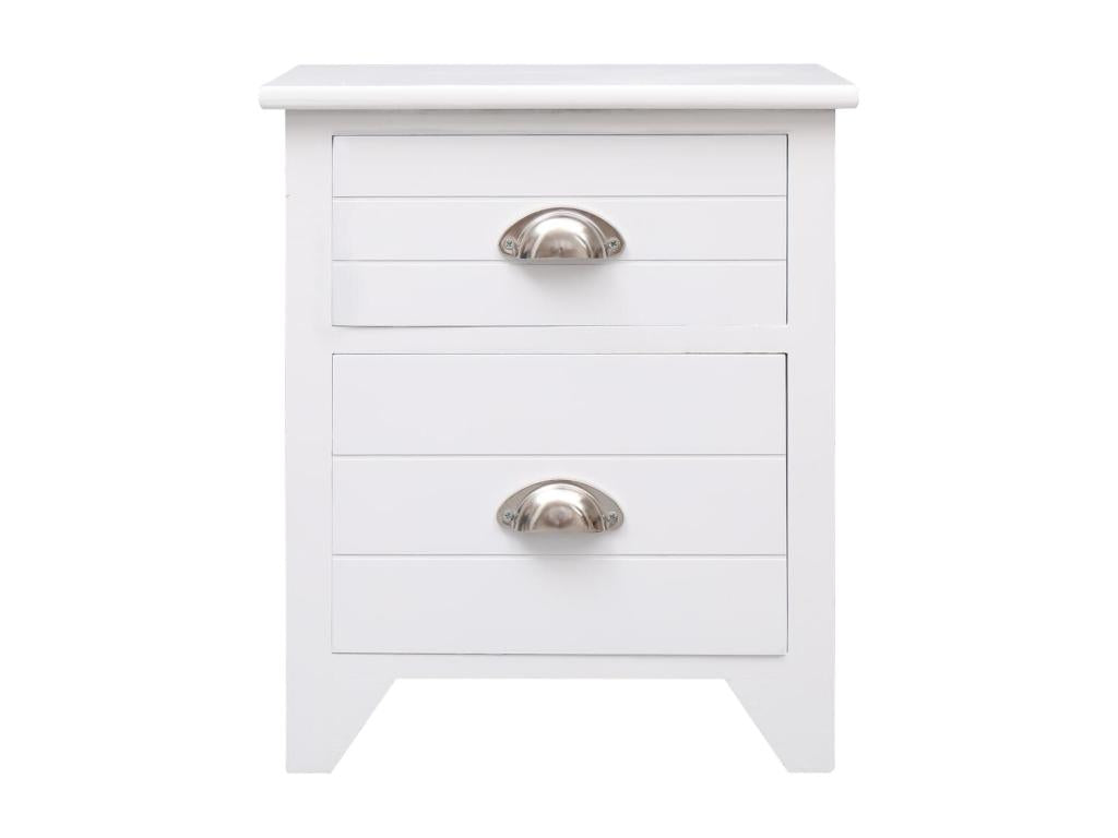 Table de chevet Blanc 38x28x45 cm Bois de Paulownia 24874XBDK