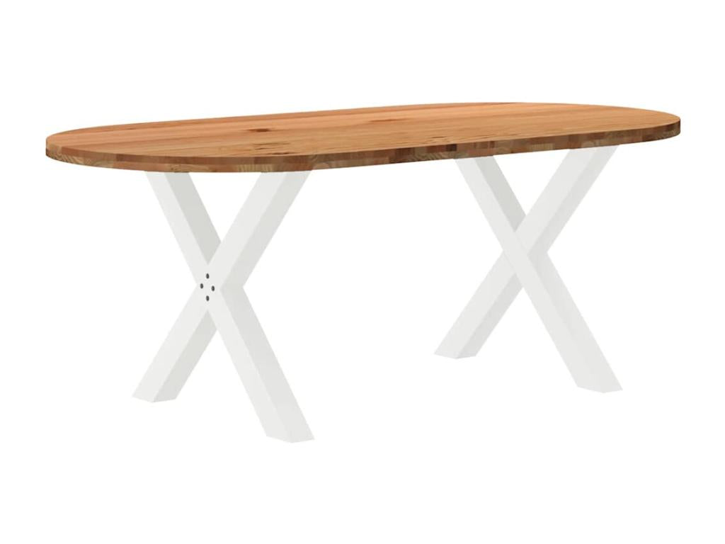 Table à manger marron clair bois de chêne massif ovale