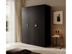 Armoire 3 portes avec tringle et étagères - 150 cm - noir - Homelumiere