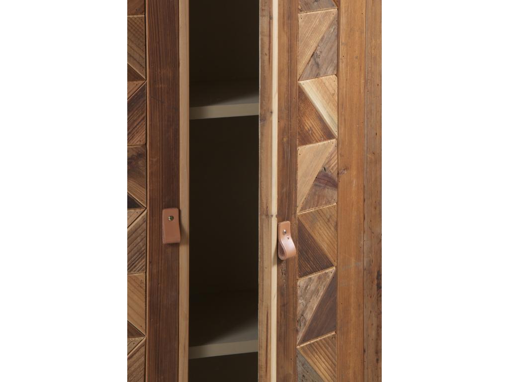 Vitrine en frêne plaqué avec façade en bois recyclé